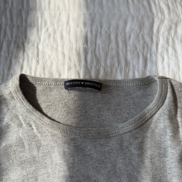 Brandy Melville Gray Tee with Red and Blue Stripes - Picture 2 of 5